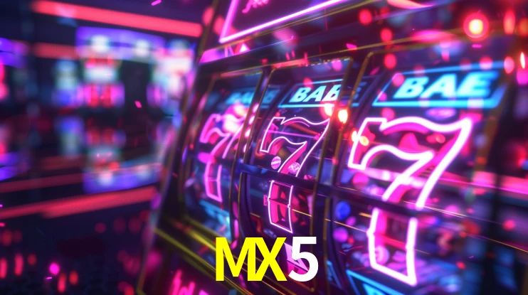 Una escena digital vívida inspirada en casino con MX5 mostrado prominentemente, luces brillantes, fichas, cartas y acentos dorados.